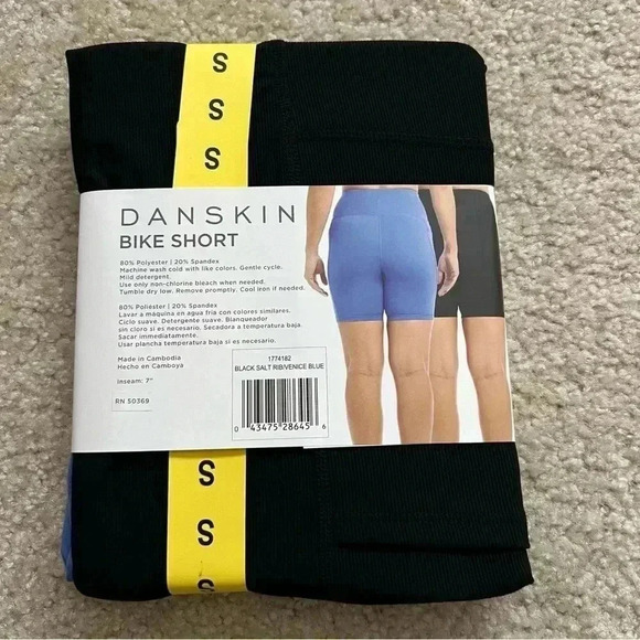 Danskin Bike Shorts NWT 2 Pack Black Blue High Waist Side Pocket Women Sz Small. - Picture 5 of 6